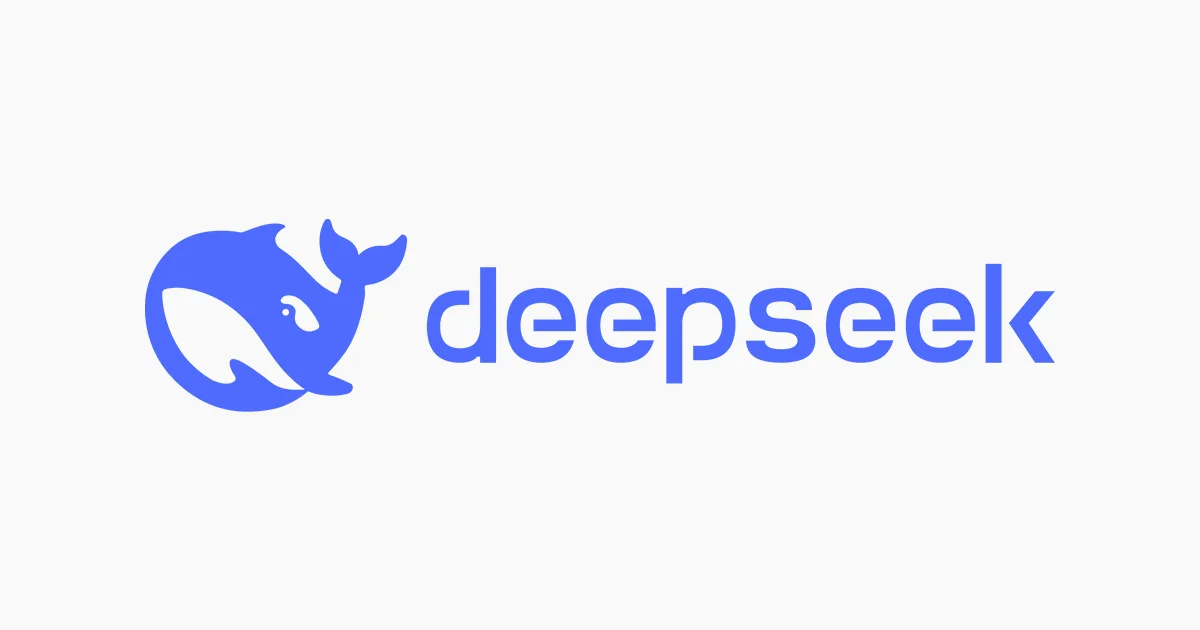DeepSeek logo, a stylized blue whale next to the brand name